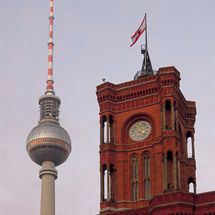 red city hall and tv-tower
