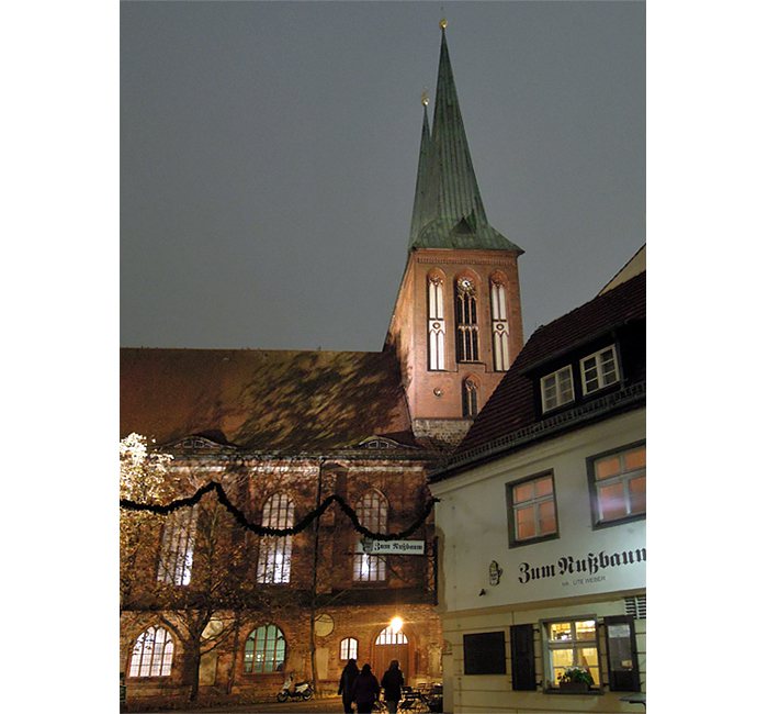 Berlin photograph - St. Nicholas' Church at night - photo cult berlin