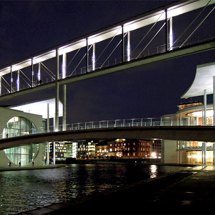 On the Spree river in the government district at night
