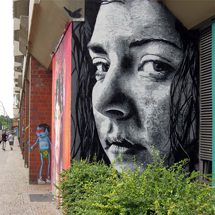 Street art on Buelowstrasse in Berlin-Schoeneberg