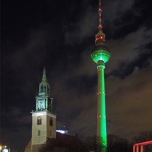 Marienkirche and green TV-Tower
