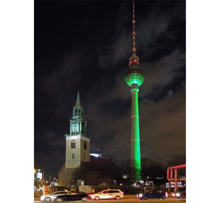 St. Mary's church and green TV-Tower - photo cult berlin